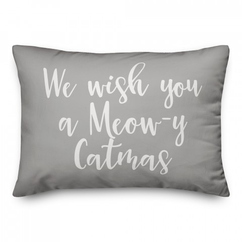 We Wish You A Meowy Catmas in Gray 14x20 Spun Poly Pillow