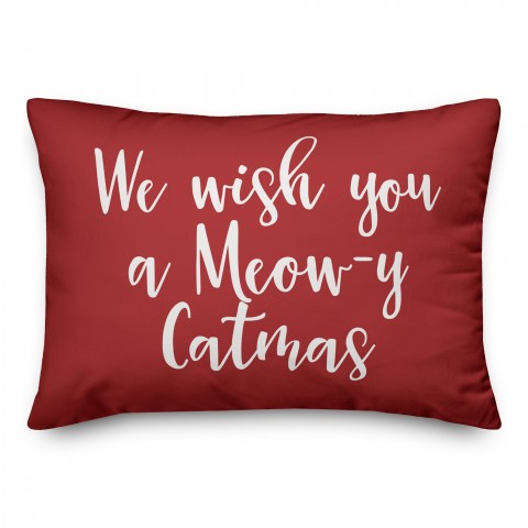 We Wish You A Meowy Catmas in Red 14x20 Spun Poly Pillow
