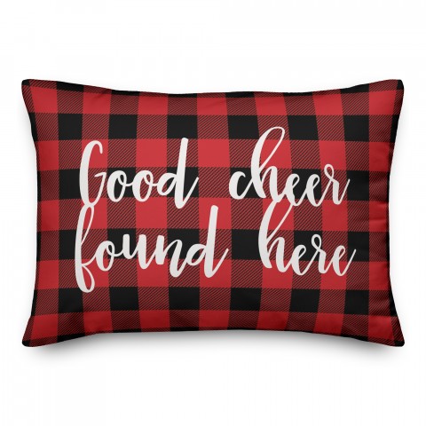 Good Cheer Found Here in Buffalo Check Plaid 14x20 Spun Poly Pillow