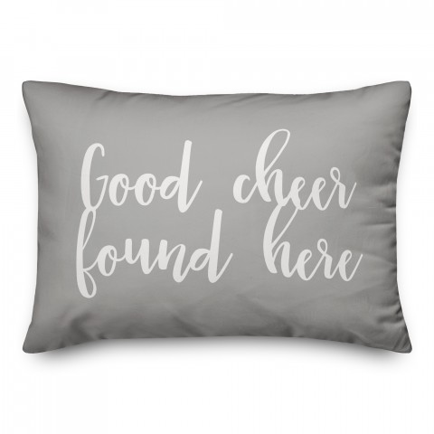 Good Cheer Found Here in Gray 14x20 Spun Poly Pillow