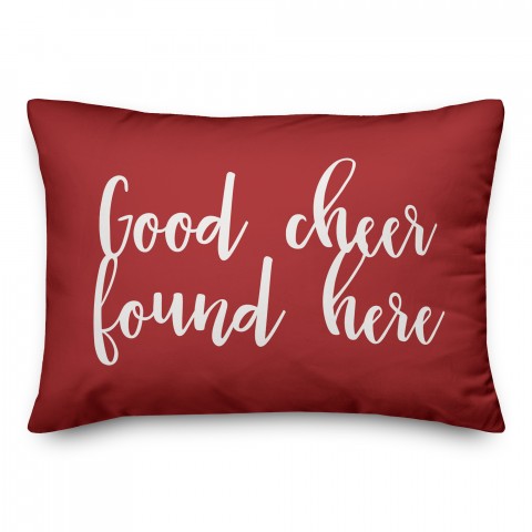 Good Cheer Found Here in Red 14x20 Spun Poly Pillow