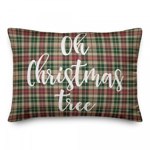 Oh Christmas Tree in Tartan Plaid 14x20 Spun Poly Pillow