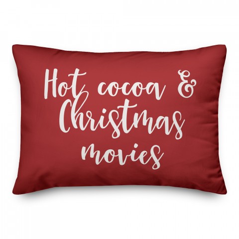 Hot Cocoa And Christmas Movies in Red 14x20 Spun Poly Pillow