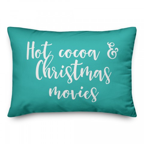Hot Cocoa And Christmas Movies in Tartan Plaid 14x20 Spun Poly Pillow