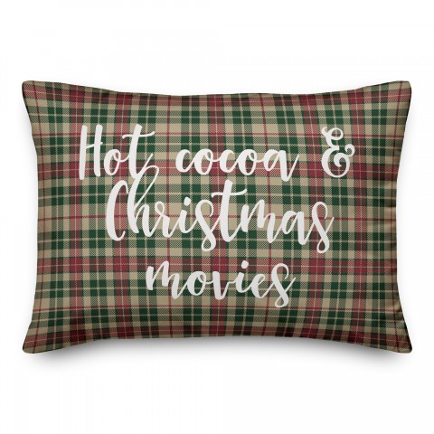 Hot Cocoa And Christmas Movies in Teal 14x20 Spun Poly Pillow