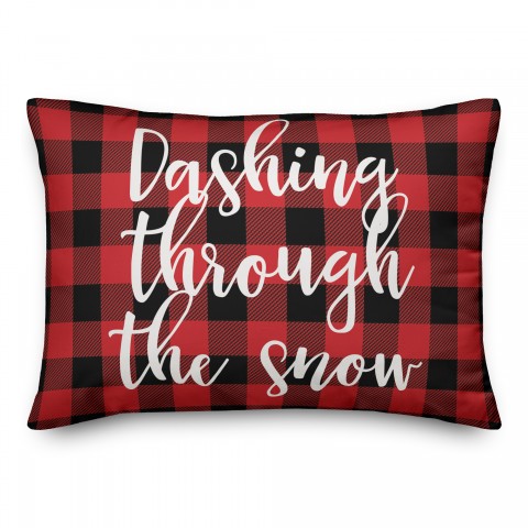 Dashing Through The Snow in Buffalo Check Plaid 14x20 Spun Poly Pillow