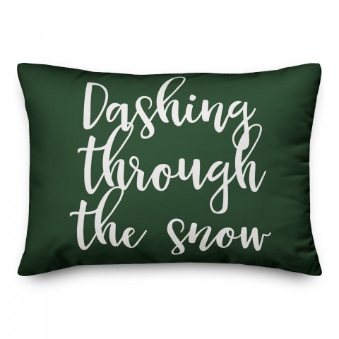 Dashing Through The Snow in Dark Green 14x20 Spun Poly Pillow