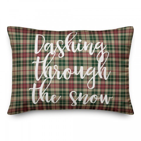 Dashing Through The Snow in Tartan Plaid 14x20 Spun Poly Pillow
