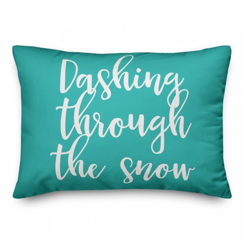 Dashing Through The Snow in Teal 14x20 Spun Poly Pillow