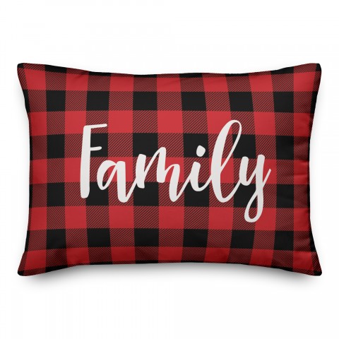 Family in Buffalo Check Plaid 14x20 Spun Poly Pillow