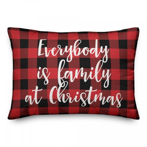 Everybody Is Family At Christmas in Buffalo Check Plaid 14x20 Spun Poly Pillow