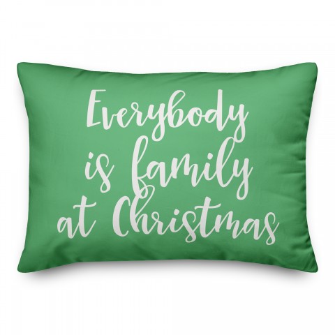 Everybody Is Family At Christmas in Light Green 14x20 Spun Poly Pillow