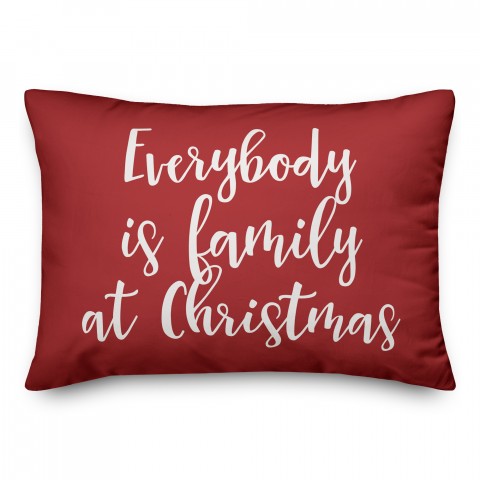 Everybody Is Family At Christmas in Red 14x20 Spun Poly Pillow