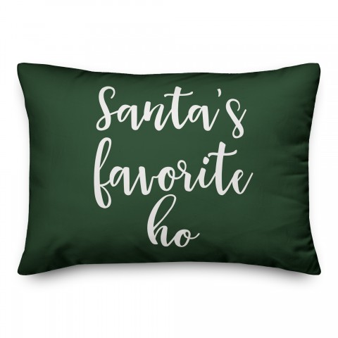 Santa's Favorite Ho in Dark Green 14x20 Spun Poly Pillow