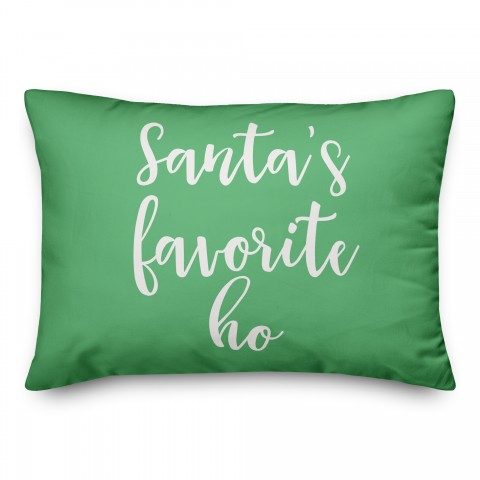 Santa's Favorite Ho in Light Green 14x20 Spun Poly Pillow