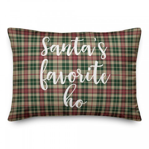 Santa's Favorite Ho in Tartan Plaid 14x20 Spun Poly Pillow