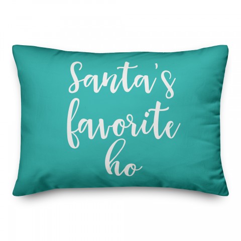Santa's Favorite Ho in Teal 14x20 Spun Poly Pillow