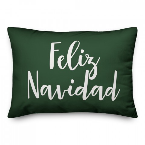 Feliz Navidad in Dark Green 14x20 Spun Poly Pillow