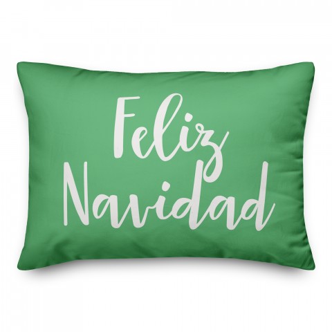 Feliz Navidad in Light Green 14x20 Spun Poly Pillow