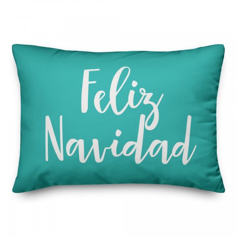 Feliz Navidad in Teal 14x20 Spun Poly Pillow