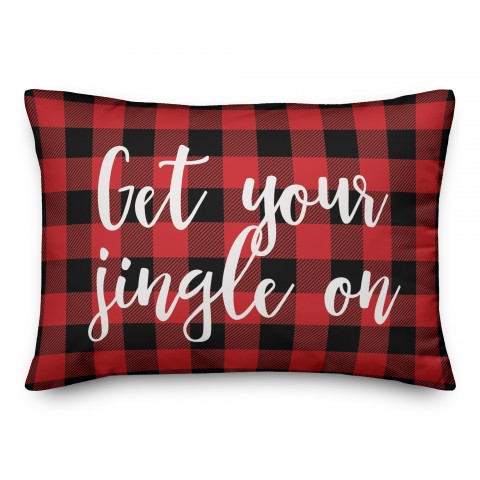 Get Your Jingle On in Buffalo Check Plaid 14x20 Spun Poly Pillow