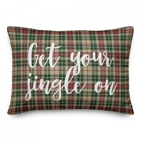 Get Your Jingle On in Tartan Plaid 14x20 Spun Poly Pillow
