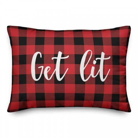 Get Lit in Buffalo Check Plaid 14x20 Spun Poly Pillow