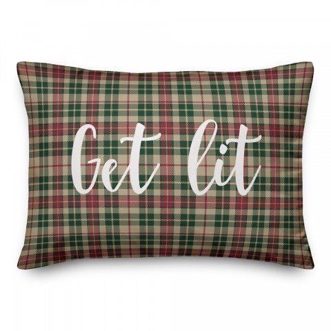 Get Lit in Tartan Plaid 14x20 Spun Poly Pillow