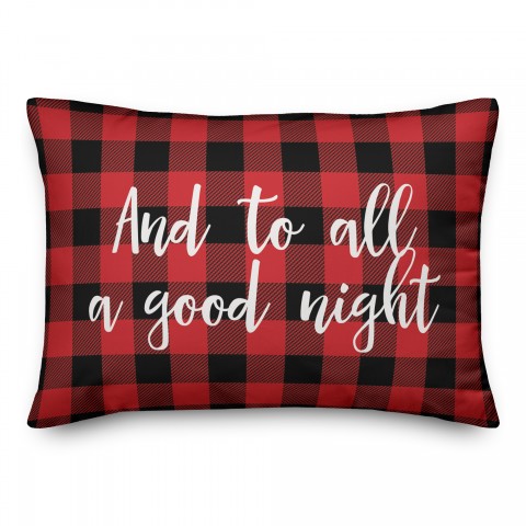 And To All A Good Night in Buffalo Check Plaid 14x20 Spun Poly Pillow
