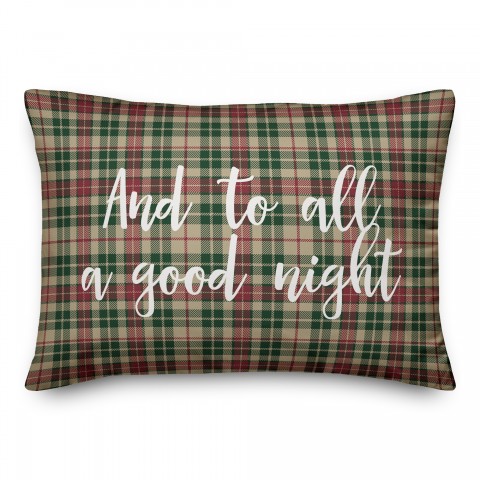 And To All A Good Night in Tartan Plaid 14x20 Spun Poly Pillow
