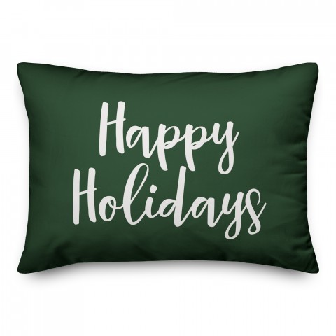 Happy Holidays in Dark Green 14x20 Spun Poly Pillow