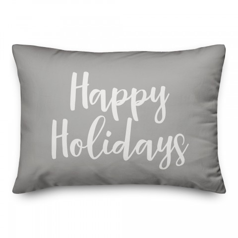 Happy Holidays in Gray 14x20 Spun Poly Pillow