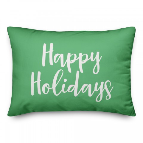 Happy Holidays in Light Green 14x20 Spun Poly Pillow