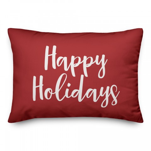 Happy Holidays in Red 14x20 Spun Poly Pillow