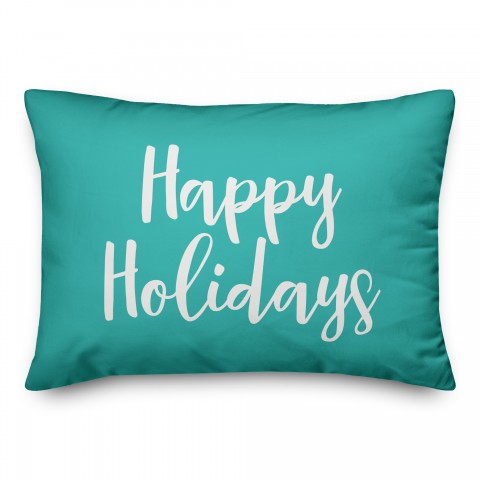 Happy Holidays in Teal 14x20 Spun Poly Pillow