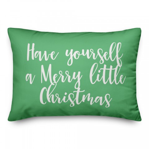 Have Yourself A Merry Little Christmas in Light Green 14x20 Spun Poly Pillow
