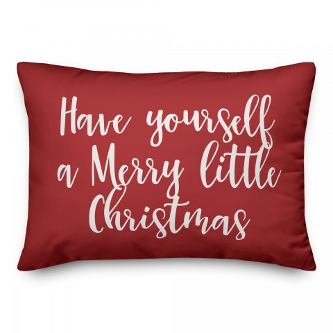 Have Yourself A Merry Little Christmas in Red 14x20 Spun Poly Pillow