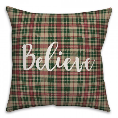 Believe in Tartan Plaid 18x18 Spun Poly Pillow