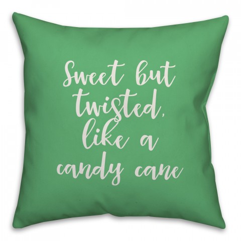 Sweet But Twisted Like A Candy Cane in Light Green 18x18 Spun Poly Pillow