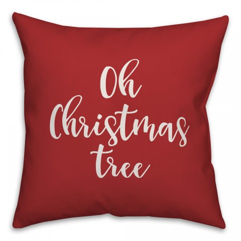 Oh Christmas Tree in Red 18x18 Spun Poly Pillow