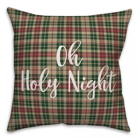 Oh Holy Night in Tartan Plaid 18x18 Spun Poly Pillow