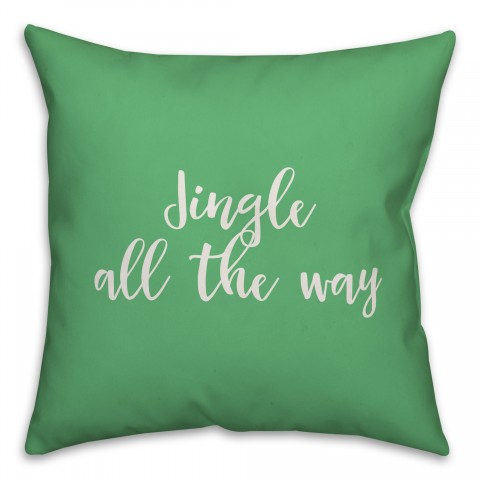 Jingle All The Way in Light Green 18x18 Spun Poly Pillow