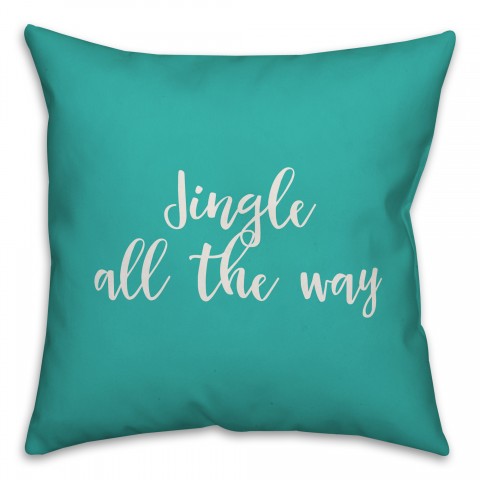 Jingle All The Way in Teal 18x18 Spun Poly Pillow