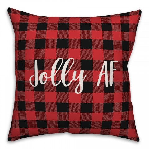 Jolly AF in Buffalo Check Plaid 18x18 Spun Poly Pillow