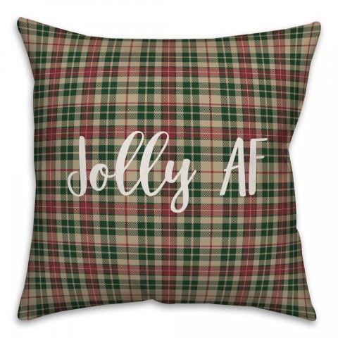 Jolly AF in Tartan Plaid 18x18 Spun Poly Pillow