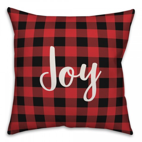 Joy in Buffalo Check Plaid 18x18 Spun Poly Pillow