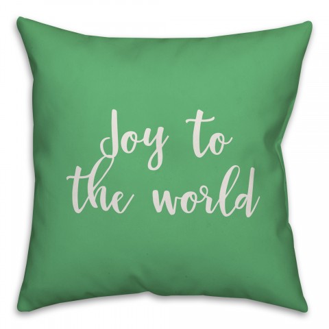 Joy To The World in Light Green 18x18 Spun Poly Pillow