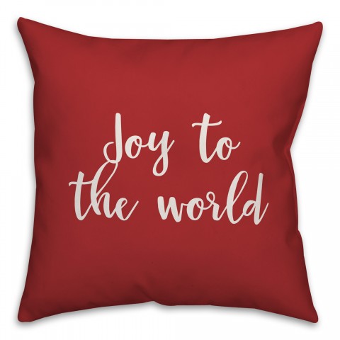Joy To The World in Red 18x18 Spun Poly Pillow
