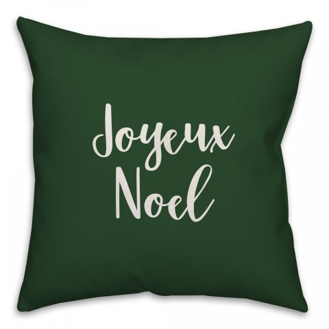 Joyeux Noel in Dark Green 18x18 Spun Poly Pillow