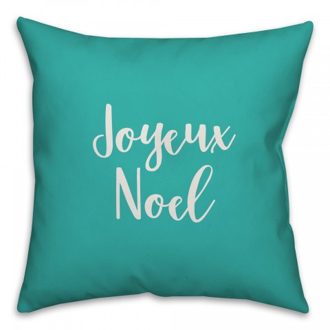 Joyeux Noel in Teal 18x18 Spun Poly Pillow